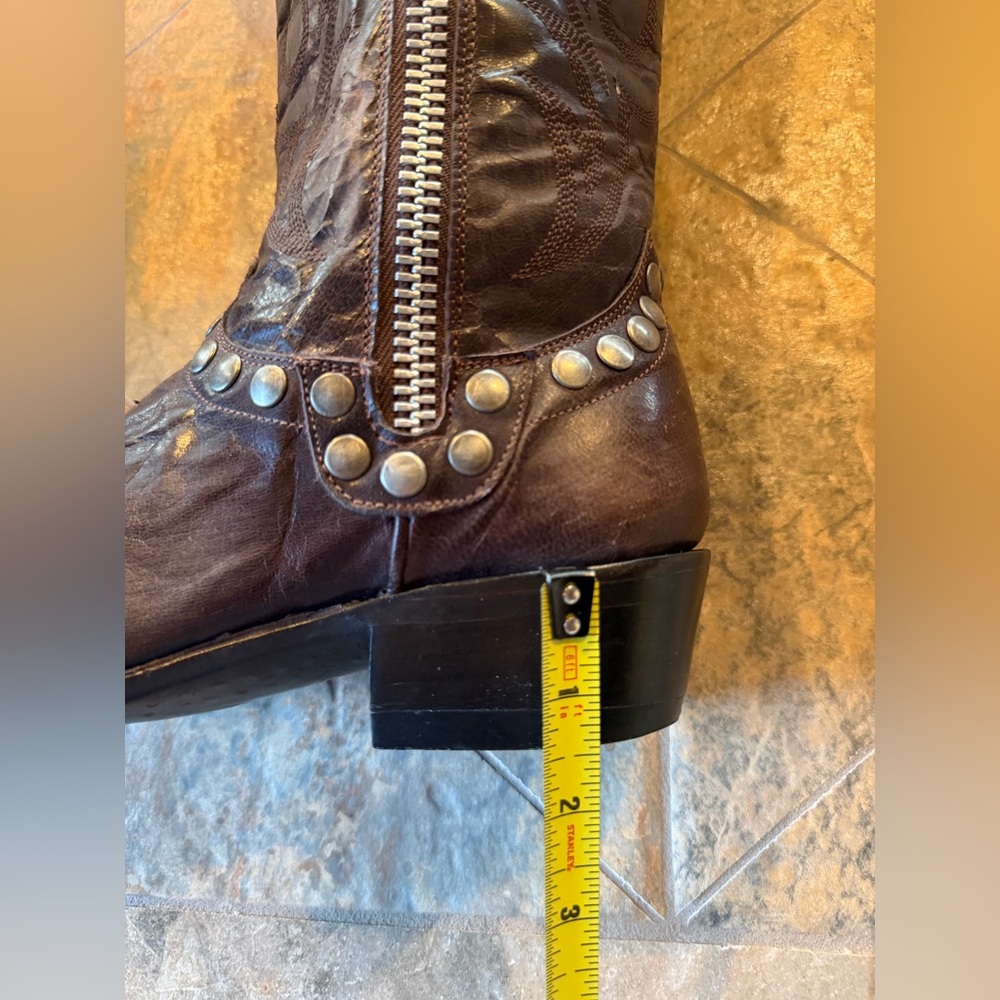 Old Gringo Studded Tall Western Boots Womens 7B Brown Leather Snip Toe Knee High - Picture 9 of 12